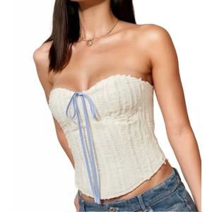 NEW PRETTY GARBAGE laced up corset top in cream